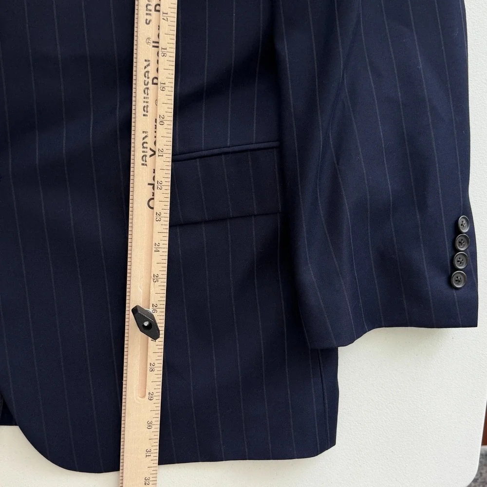 Brooks Brothers Blazer Mens 46R Navy Stripe Wool 1818 Madison Vitale Italy Made